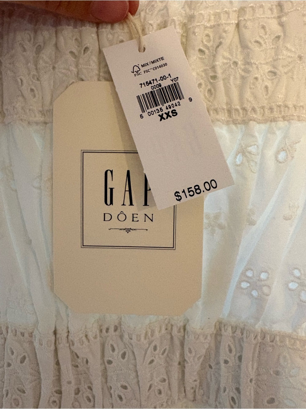NWT Gap x Doen White Eyelet Tiered Midi Dress - Picture 4 of 6